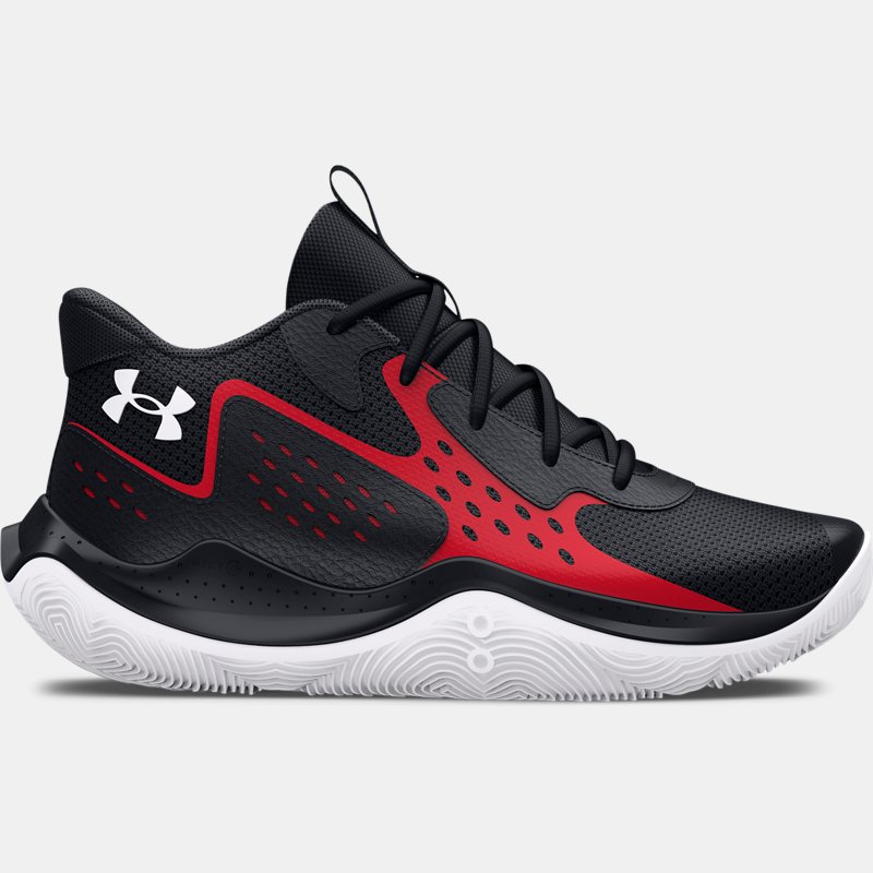 Grade School  Under Armour  Jet '23 Basketball Shoes Black / Red / White 3